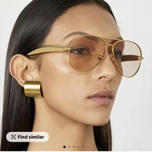 Load image into Gallery viewer, 〖Summer Turn Up〗1 PCS Large Frame Double Beam Metal Fashion Glasses Toad Glasses Advanced Retro Personality Versatile Daily Wear Street Photography Vacation Travel Beach Accessories Gold Color Sleek Rectangular Sunglasses Acetate Sunglasses
