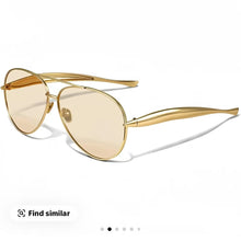 Load image into Gallery viewer, 〖Summer Turn Up〗1 PCS Large Frame Double Beam Metal Fashion Glasses Toad Glasses Advanced Retro Personality Versatile Daily Wear Street Photography Vacation Travel Beach Accessories Gold Color Sleek Rectangular Sunglasses Acetate Sunglasses

